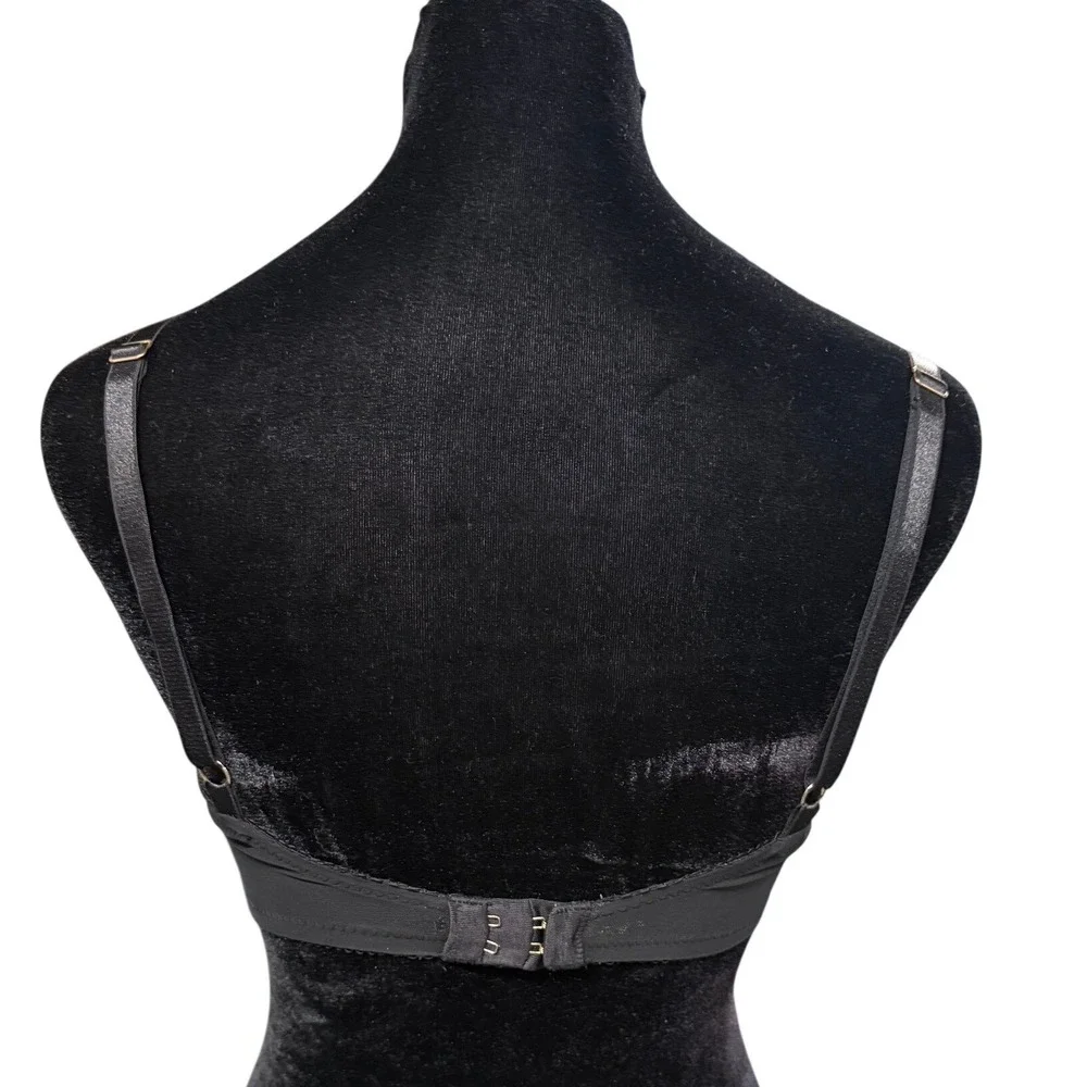 Natori Cherry Blossom Black Floral Lace Mesh Underwire Bra 728191 32C‎ NEW Sexy